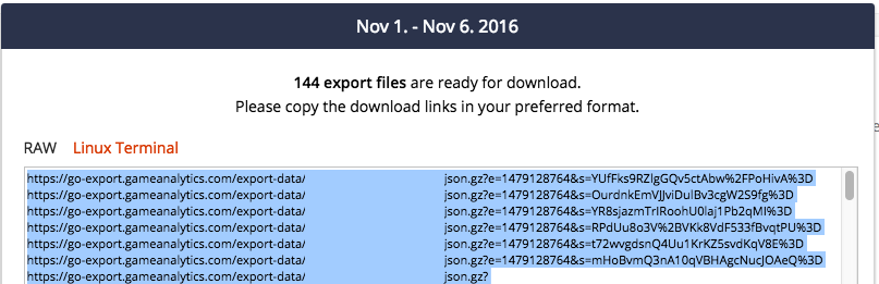 Data export jsons