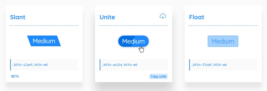 Bttn.css screenshot, a css button animation library